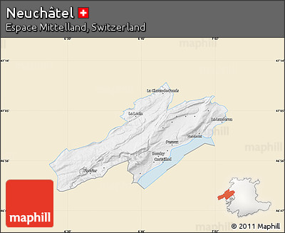 Classic Style Map of Neuchâtel, single color outside