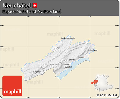 Classic Style Map of Neuchâtel, single color outside