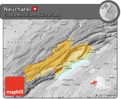 Physical Map of Neuchâtel, desaturated
