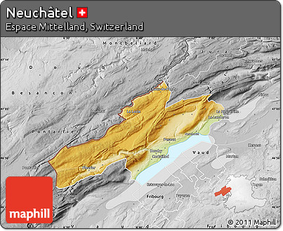 Physical Map of Neuchâtel, desaturated