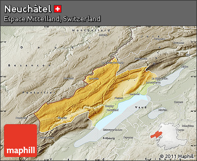 Physical Map of Neuchâtel, semi-desaturated
