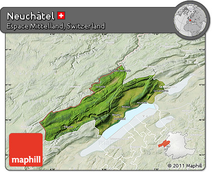 Satellite Map of Neuchâtel, lighten