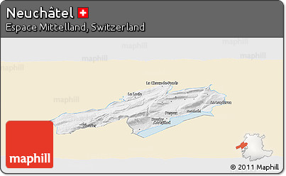 Classic Style Panoramic Map of Neuchâtel, single color outside