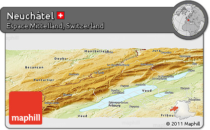 Physical Panoramic Map of Neuchâtel