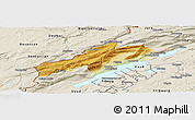 Physical Panoramic Map of Neuchâtel, shaded relief outside
