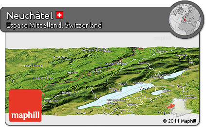 Satellite Panoramic Map of Neuchâtel