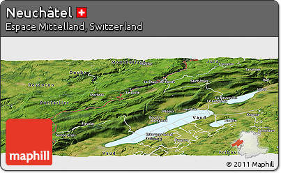 Satellite Panoramic Map of Neuchâtel