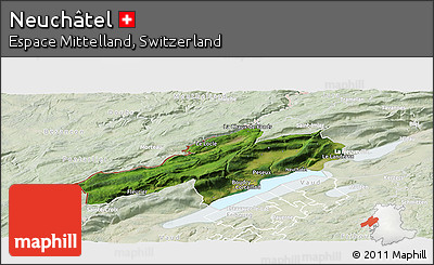 Satellite Panoramic Map of Neuchâtel, lighten