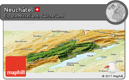 Satellite Panoramic Map of Neuchâtel, physical outside