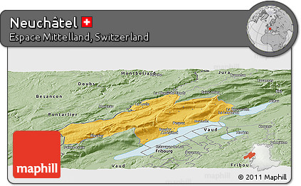 Savanna Style Panoramic Map of Neuchâtel