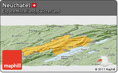 Savanna Style Panoramic Map of Neuchâtel