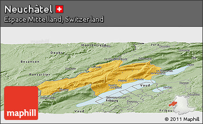 Savanna Style Panoramic Map of Neuchâtel