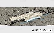 Shaded Relief Panoramic Map of Neuchâtel, darken