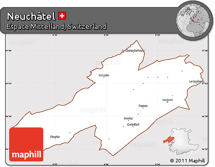 Classic Style Simple Map of Neuchâtel, cropped outside