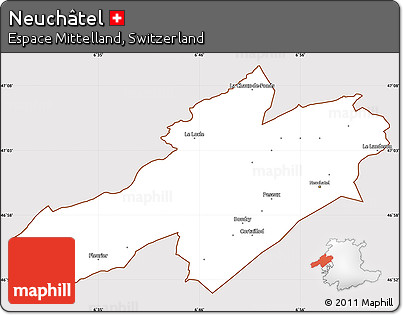 Classic Style Simple Map of Neuchâtel, cropped outside