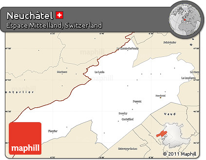 Classic Style Simple Map of Neuchâtel