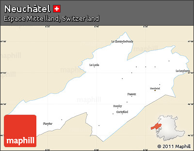 Classic Style Simple Map of Neuchâtel, single color outside