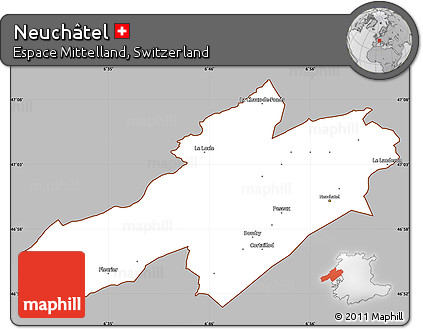 Gray Simple Map of Neuchâtel, cropped outside