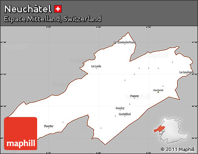Gray Simple Map of Neuchâtel, cropped outside