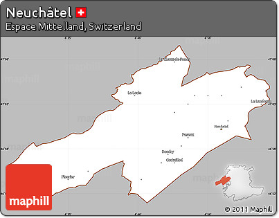 Gray Simple Map of Neuchâtel, cropped outside