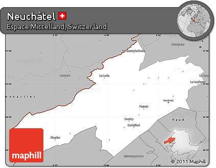 Gray Simple Map of Neuchâtel