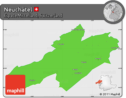 Political Simple Map of Neuchâtel, single color outside