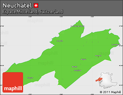 Political Simple Map of Neuchâtel, single color outside