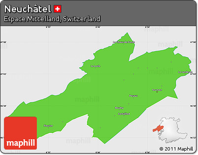 Political Simple Map of Neuchâtel, single color outside