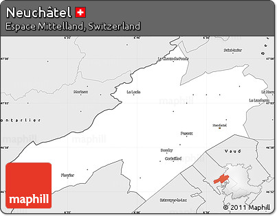 Silver Style Simple Map of Neuchâtel