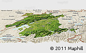 Satellite Panoramic Map of Espace Mittelland, shaded relief outside