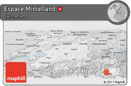Silver Style Panoramic Map of Espace Mittelland