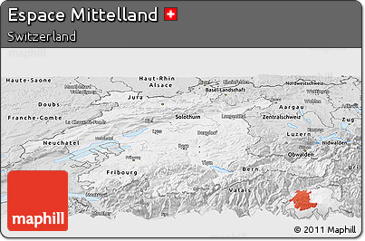 Silver Style Panoramic Map of Espace Mittelland