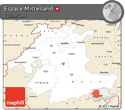 Classic Style Simple Map of Espace Mittelland