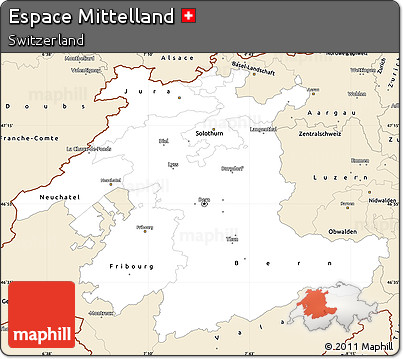 Classic Style Simple Map of Espace Mittelland