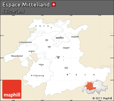 Classic Style Simple Map of Espace Mittelland, single color outside