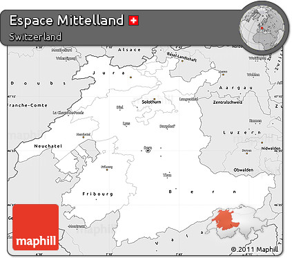 Silver Style Simple Map of Espace Mittelland