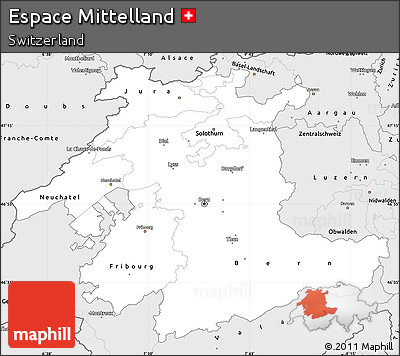 Silver Style Simple Map of Espace Mittelland