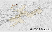 Shaded Relief 3D Map of Solothurn, lighten, desaturated