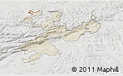 Shaded Relief 3D Map of Solothurn, lighten, semi-desaturated
