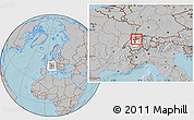 Gray Location Map of Solothurn, highlighted parent region, within the entire country, hill shading