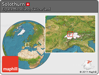 Satellite Location Map of Solothurn, highlighted country