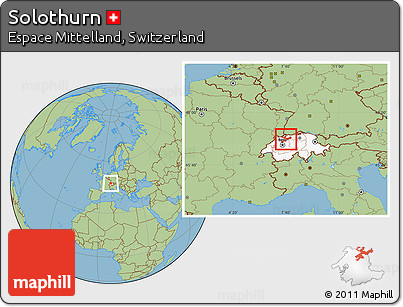 Savanna Style Location Map of Solothurn, highlighted country