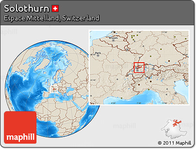Shaded Relief Location Map of Solothurn