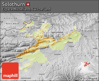 Physical Map of Solothurn, desaturated