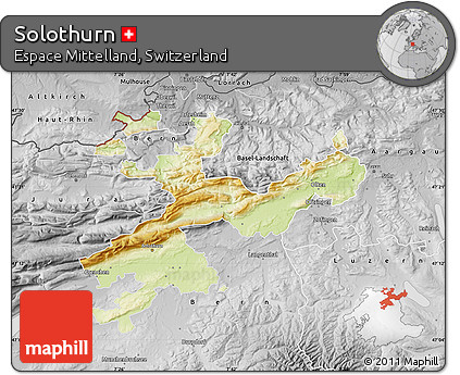 Physical Map of Solothurn, desaturated