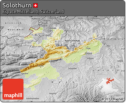Physical Map of Solothurn, desaturated