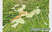 Physical Map of Solothurn, satellite outside