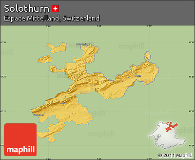 Savanna Style Map of Solothurn, single color outside