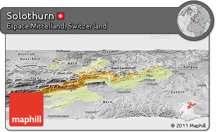 Physical Panoramic Map of Solothurn, desaturated