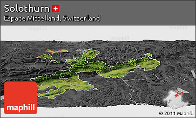Satellite Panoramic Map of Solothurn, darken, desaturated
